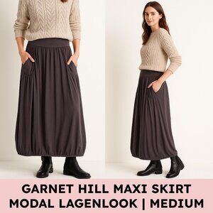 Garnet Hill Favorite Maxi Knit Skirt Cotton-Modal Bubble Hem Lagenlook Neutral M